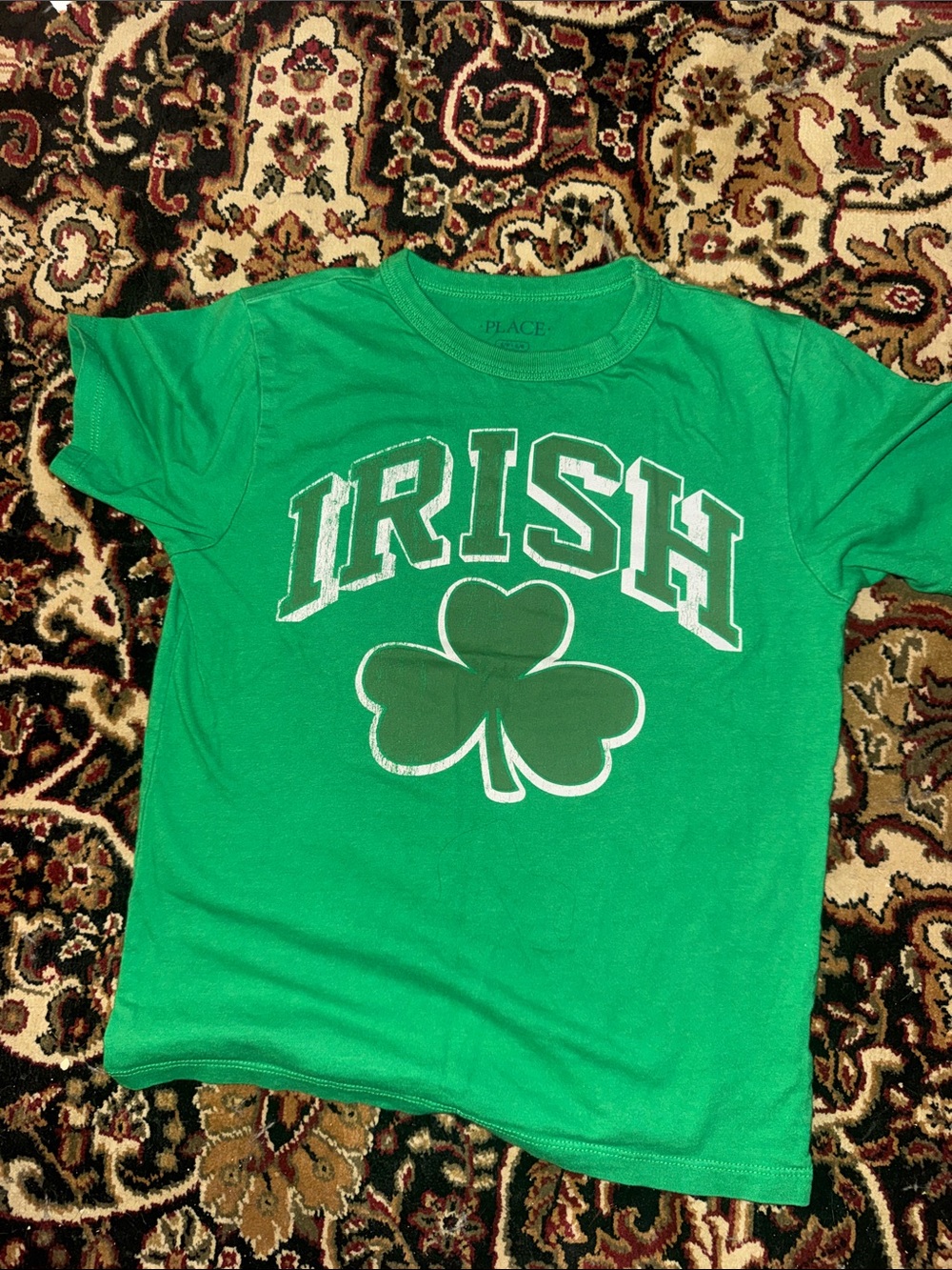 Green 'Irish' Shamrock Kids Tee Size 5/6